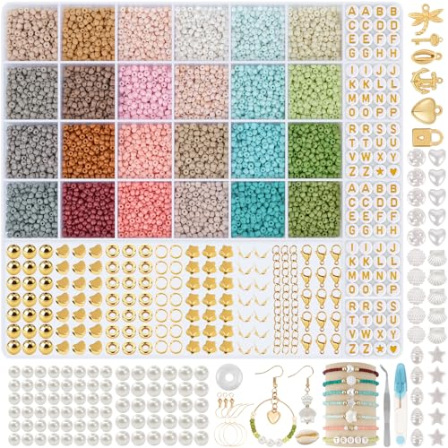 RUBY 12000+ Abalorios para Pulseras, 3mm Kit Pulseras con 300 Letras Doradas, Cuentas para Hacer Pulseras, Kit Pulseras Bolitas Abalorios Set Regalos para Niños, Adultos para Navidad, Cumpleaños etc.