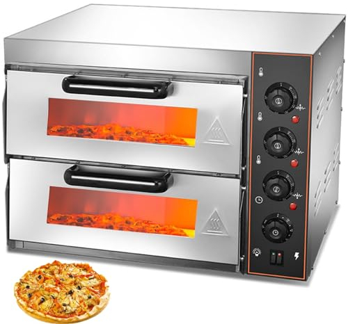 SONLED Horno de Pizza eléctrico de Doble Capa, Horno de Pizza Comercial de 3000 W, Piedra para Pizza de 16 Pulgadas y Temporizador, tostadora Multiusos con Capacidad de 40 l, para Uso doméstico en