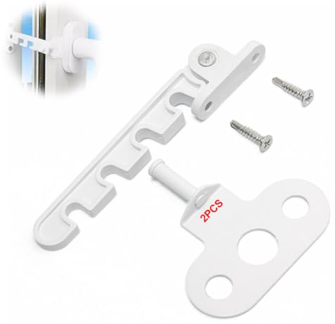 WXNPA 2 Set Finestra Limitatore Sicurezza Limitatore Aperta Interno Bianco limitatore Apertura Finestra Con 4 Viti Per La Regolazione Della Finestra