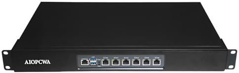 AIOPCWA Firewall Hardware, 19 Inch 1U Rackmount PC, Soft Router Server, Core i7 1165G7, Network Security Appliance, 6 x I225V 2.5GbE LAN, OPNsense, VGA, DDR4 16GB RAM 128GB SSD