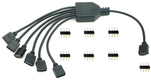 ZWQFYPA 1pcs 4-Pole RGB Splitter Extension 1-to 6 LED Strip Light Connectors Y-Shaped Connectors, Suitable for 5050 3528 2835 RGB LED Strip Lights (Black 30 cm)