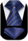 Enlision Herren Krawatte Blau Mit Einstecktuch Set für Hochzeit, Streifen Krawatte Taschentuch für Formelle Geschäfte Anzug, Golden
