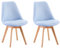 EGGREE 2er Set Esszimmerstühle Zeitgenössisches Design,Gepolsterter Stuhl aus Schafwolle, Küchenstuhl Essstühle mit Massivholz Buche Bein SGS Geprüfter,Blau