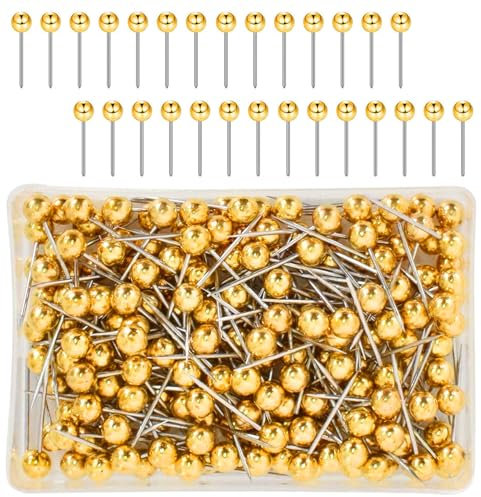 200 Stück Map Pins Anstecknadeln, Map Pins Goldkopf, Anstecknadeln Pinnwand Pins, für Pinnwand Kunststoffkopf Stecknadeln mit Stahlspitze für Map Pin Nadeln (Gold)