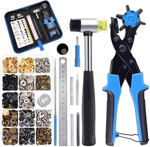 HUFFA 340 Juegos de Remaches for Botones a presión con Herramientas Juego Combinado de Herramientas for Botones de Metal