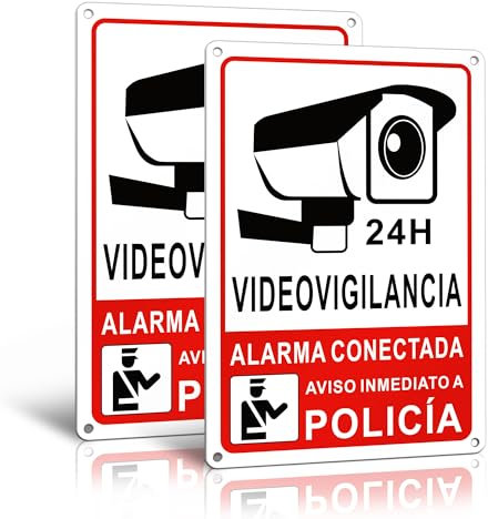 TAKULA 22 * 15CM Cartel Videovigilancia-Cartel Alarma Securitas Direct,2 Piezas Pegatinas Alarma Casa con Cuatro Orificios Pretaladrados
