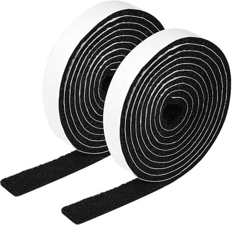 Ptwola 2 rollos de tiras de fieltro con respaldo adhesivo, cinta de fieltro autoadhesiva fuerte, antideslizante, para proteger suelos de madera dura, sillas y paredes (1/2 x 60 pulgadas, negro)