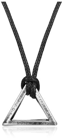AllerPierce Herren Halskette Triangel Mobius Anhänger mit Lederkette Retro-Farbe wikinger verstellbar Halsschmuck mit Rune Symbol Valentinstag Geschenke für Papa Freund