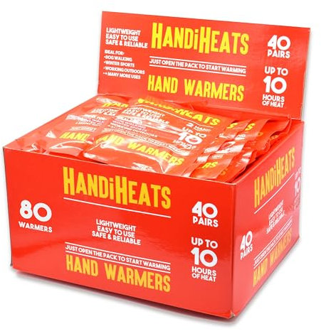 40 Pairs - HandiHeats Hand Warmers - Pocket Disposable Heat Packs for Hiking, Dog Walking, Skiing - Instant Air activated - 10 Hours of Heat (40 Pairs - 80 Warmers)