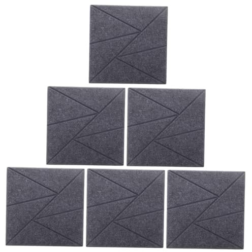 Vaguelly 6st Schallabsorbierende Paneele Geräuschdämpfende Pads -akustikschaum Akustische Absorptionsplatte Akustikpaneel Schalldämmende Schwammplatte Dark Grey Polyester