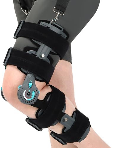 REAQER Scharnier Kniestütze für die Wiederherstellung Stabilisierung, ACL, MCL und PCL Verletzung Post Op Immobilizer Einstellbare orthopädische Unterstützung Stabilisator nach der Operation Beinschi