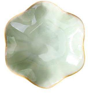 FSSTUD Small Ceramic Trinket Dish Aesthetic Jewellery Dish Wedding Ring Holder Dish Home Key Storage Tray Bowl Decorative Bracelet Organizer Plate for Room Decoration Light Green