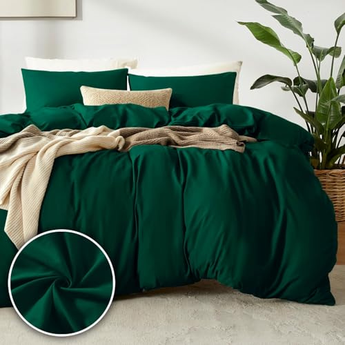 puredown Bettbezüge 140x200cm + 1er Kissenbazug 40x80cm - Mikrofaser Atmungsaktive Superweich, Oeko-Tex Bettwäsche-Sets, 2 Teilig, Dunkelgrün