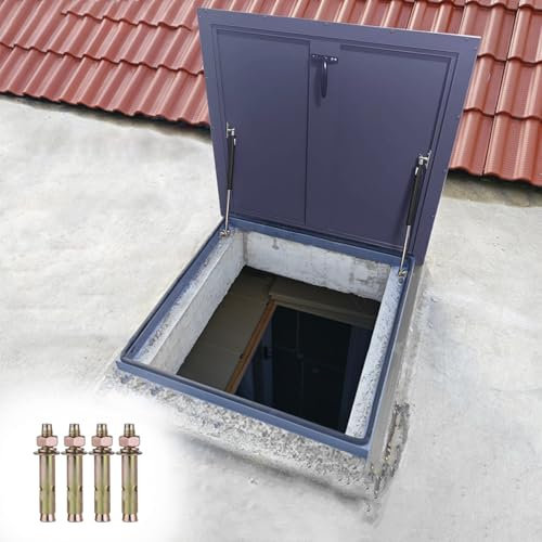 Dachlukendeckel Dachdeckluke aus Stahl, Diebstahlsichere Tür, Dachluken-Abdeckplatte mit Gummidichtung, für Dachboden/Inspektionsöffnung/Schacht/Kellerausgang(90 x 90 cm (35 3/8 x 35 3/8))