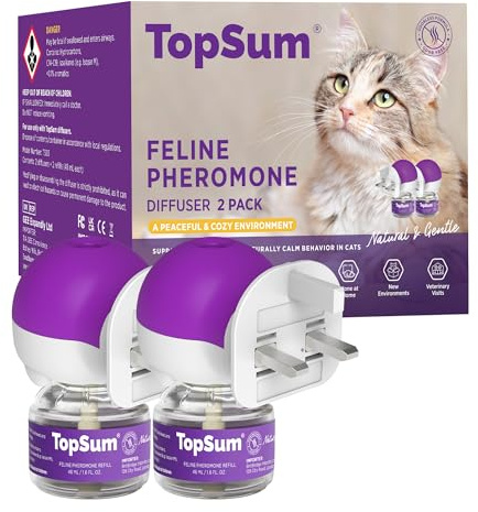 TopSum Cat Calming Plug-in: Premium Cat Pheromone Diffuser - Cat Plug In Calmer - Pet Calming Plug In - Promotes Relaxation & Well-Being (2 Pack New)