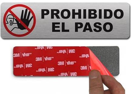 1 x Señal Adhesiva | Acabado Premium - 18 x 5 cm - Grosor 0.8mm y Super adhesivo (Prohibido el Paso)