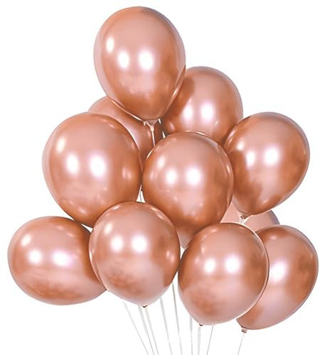 DazzJoy 50 Stück Rosegold Luftballons –10 Zoll Rose Gold Ballons für Geburtstag, Hochzeit und JGA – Heliumgeeignet, Metallische Hochzeitsdeko und Geburtstagsdeko, Luftballons für Feierlichkeiten
