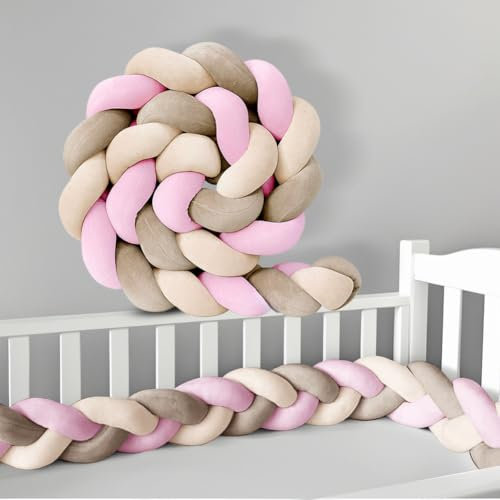 GYCF Cuscini Intrecciato Annodato, Serpente Letto Cuscino, Letto a Treccia Cuscino, Cuscino Coccoloso Soffice Intrecciato, Paracolpi Sponda Sponde Anticaduta,A24,1.5 m