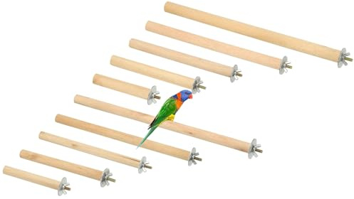 sourcing map Papageien-Sitzstange aus Holz, Spielzeug, Pfoten-Schleifstab, Vogelkäfig-Zubehör, 10 Größen (Holzfarbe, 10 Stück) Vogelspielzeug für Käfig/Sittiche/Sittiche/Sittiche/Wellensittiche