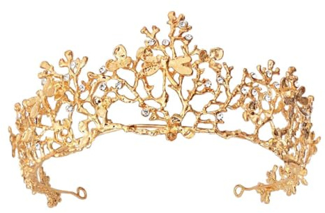 Healeved Retro Hochzeitsgesellschafts Tiara mit Goldfarbenem Metall Leichter Strass Haarschmuck für Braut Komfortabel für Lange Tragezeit bei Hochzeitsfeiern