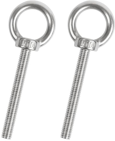 2 Stücke Juttzzei Ringschraube M10, M10 x 100MM /3.94 Ringschraube mit Gewinde, 304 Edelstahl Ösenschraube,Runde Ringbolzen Augenschrauben für Rolle des Befestigens und Hängens