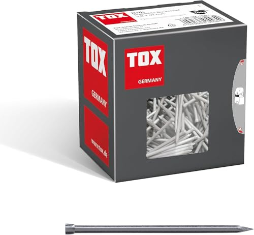 TOX Drahtstifte Nails 2,0x40 mm mit Stauchkopf für beinahe unsichtbare Befestigungen in Holz M, universelle Einsatzmöglichkeit im Innen- und Außenbereich, blanker Stahl, 400 g im Karton, 063100204