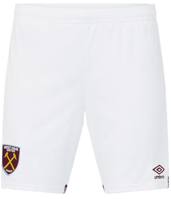 West Ham United FC Umbro Men's Home Shorts, Brilliant White, S