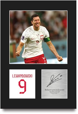 HWC Trading Robert Lewandowski Poland Geschenke Gedrucktes Signiertes Autogramm Foto für Fußball Anhänger and Fans - A4 Porträt