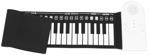 Faltbares 49-tasten Handrollklavier aus Silikon für Anfänger | Schwarz Weiß Tastatur, Tragbar für Unterwegs, Geeignet für Aufführungen und Üben im Freien