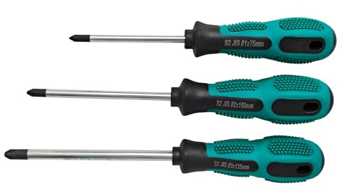 JIS Lot de 3 tournevis | Acier en alliage S2 | Embout magnétique | Conforme à JIS B4633 | Outils professionnels pour motos japonaises, voitures, vélos et industries