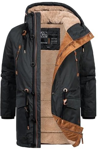 Indicode Herren INGillespie Winterjacke Herrenparka mit gefütterter Kapuze | Warmer Parka mit Kapuze für kalte Tage, Herrenjacke, Wintermantel, Outdoorjacke, Freizeitjacke, Winterjacke für Männer