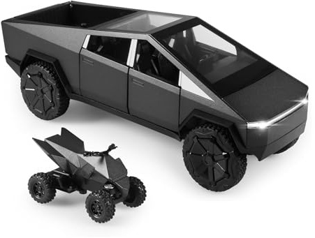 TOPRON Tesla Truck Model Car 1:24 Die-Cast Metal Toy Trucks with Light and Sound, Mini Vehicle Toy for Boys Ages 3 and Up (Black)