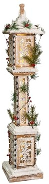 Beliani Weihnachtsdeko LED Holz Hellbraun groß 80 cm Dekofigur Weihnachtslaterne Lentira