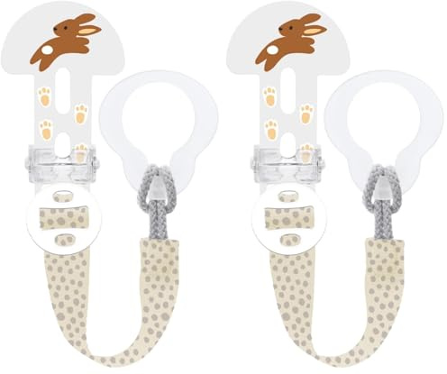 MAM | Attache-sucette (coloris aléatoire) – Attache pour sucette lavable de longueur réglable – Attache-sucette compatible avec toutes les sucettes MAM (Lot de 2)