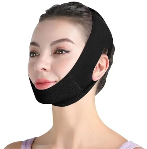 Doppelkinn Maske V-förmige Gesichtsmaske zur Gesichtsstraffung und Gesichtsformung(Black)