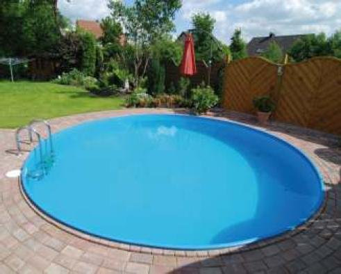 Piscina redonda IBIZA 500 x 150 cm, grosor de la lámina: 0,8 mm, fregadero de pared de acero