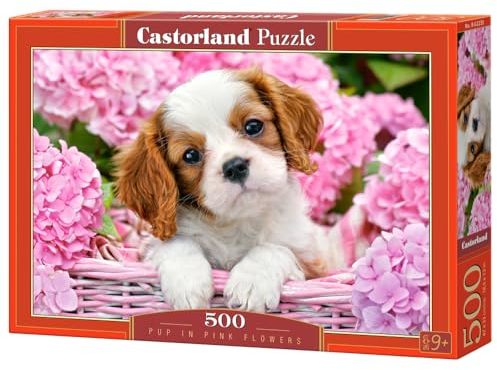 Castorland - B-52233 - Puzzle - Chiot dans Fleurs Roses - 500 Pièces