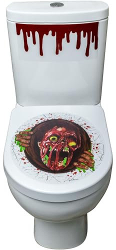 Smiffys Zombie Portal Toilet Seat Stickers, Red Blood Cistern & Base Stickers, 41x48cm / 16x19in, Halloween Fancy Dress Accessory, Zombie Dress Up Halloween decorations
