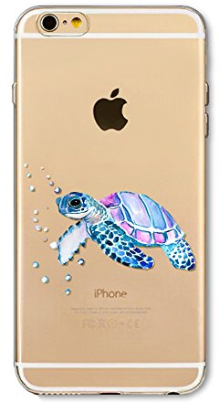 BoomTeck iPhone 8 Hülle, iPhone 7 HandyHülle Silikon Durchsichtig Slim Schutzhülle für iPhone 8/iPhone 7 Transparent Dünn Weiche TPU Gel Stoßfest Gummi Clear Bumper Back Cover Süße Schildkröte Tier