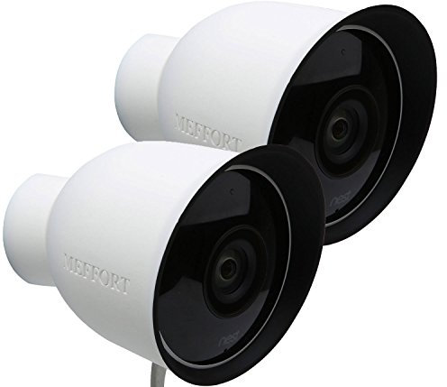 Silicone Skin Case Cover with Dual Layer Sunshade Design for Nest Cam Outdoor, Offer Sun Glare UV Weather Protection & Disguise NestCam Security Camera (2 Pack) - White
