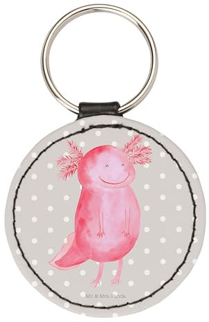Mr. & Mrs. Panda Schlüsselanhänger Axolotl Glücklich - Geschenk, Gute Laune, schlüsselbund anhänger, gut Gelaunt, Lurch, Motivation, Lebensfroh, Taschenanhänger, Schlüsselaccessoire, mini, Lurche