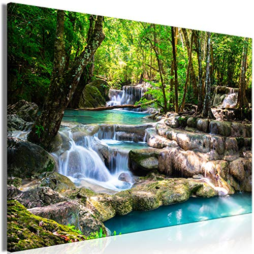 decomonkey | Mega XXXL Bilder Wasserfall | Wandbild Leinwand 170x85 cm Selbstmontage DIY Einteiliger XXL Kunstdruck zum aufhängen | Wald Natur Landschaft