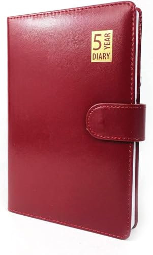 JMS we create smile 5 Year Undated Leather Look A5 Day A Page Padded Diary (Burgundy)