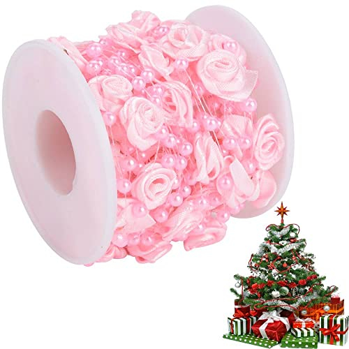 10 mt/rolle Rose Perle String Perlen für Party Hochzeit Dekoration Blumengirlande Draht für DIY Handwerk Bekleidungszubehör(Rosa)