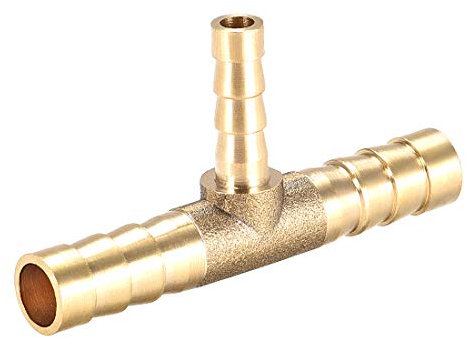 Sourcingmap 8mm X 5mm X 8mm Ottone Tubo Riduttore Barb Raccordo Tee T-T Connettore Spinato Aria Acqua Carburante Gas