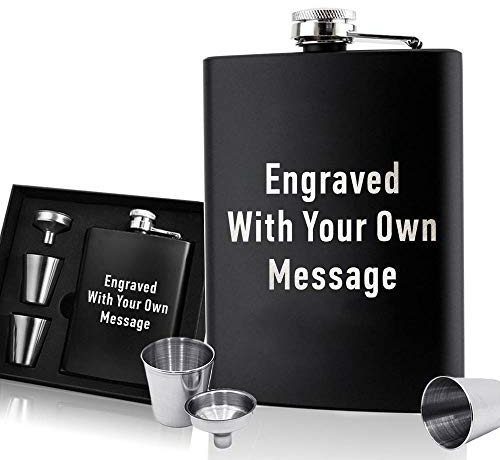 EDSG Personalised Hip Flask | Engraved Stainless Steel Whisky Flask 6oz Pocket Flask | Custom Gift for Best Man Groomsman Father Wedding Birthday Christmas | Hand Finished in UK (Any Text)