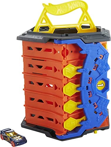 Hot Wheels Action Piste Coffret Transportable à 5 voies, à connecter avec circuit et pistes, voiture incluse, jouet pour enfant, GYX11