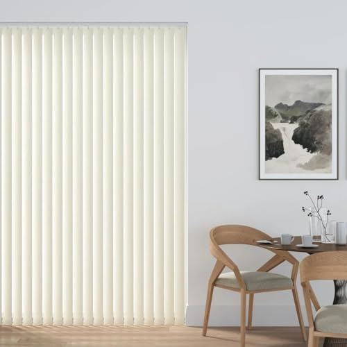 Made to Measure PVC Blackout Vertical Blinds in Aqualush Cream | Custom Size Waterproof Window Blinds Up To 2000mm Width x 2000mm Drop | Light Blocking Complete Rail & Slats