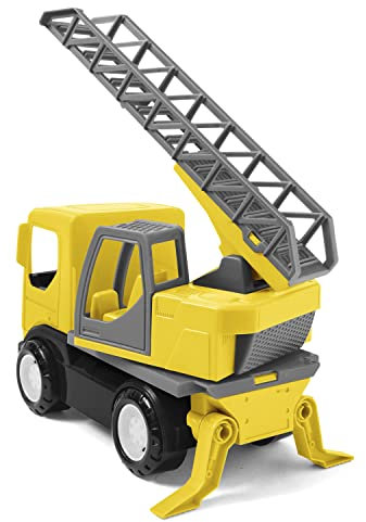 Wader 35369 - Tech Truck Feuerwehr mit Leiter, drehbarem Aufsatz, Standfüßen und stabilen Stahlachsen, ca. 31 x 14,5 x 19 cm groß, gelb, ab 12 Monaten, ideal als Geschenk für kreatives Spielen