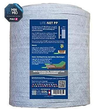 LITE-NET PP: Wasserspeichervlies für Pflanzen, dauerhaftes Verteilernetz für Bäume und Rasen (28 m²) - LITE-SOIL bekannt aus 2MIN2MIO